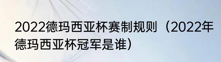 2022德玛西亚杯赛制规则（2022年德玛西亚杯冠军是谁）