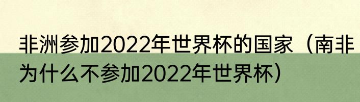 非洲参加2022年世界杯的国家（南非为什么不参加2022年世界杯）