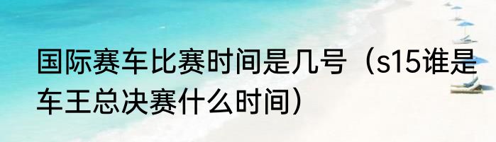 国际赛车比赛时间是几号（s15谁是车王总决赛什么时间）