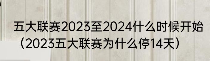 五大联赛2023至2024什么时候开始（2023五大联赛为什么停14天）