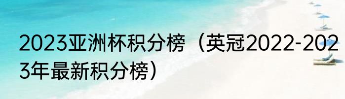 2023亚洲杯积分榜（英冠2022-2023年最新积分榜）