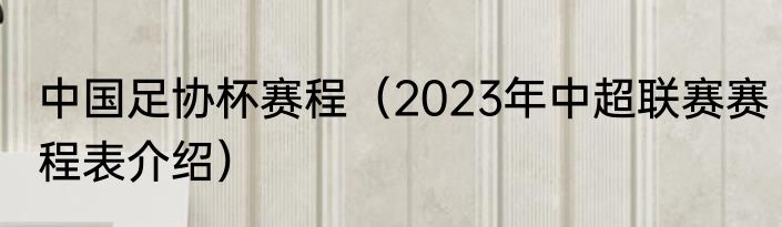 中国足协杯赛程（2023年中超联赛赛程表介绍）