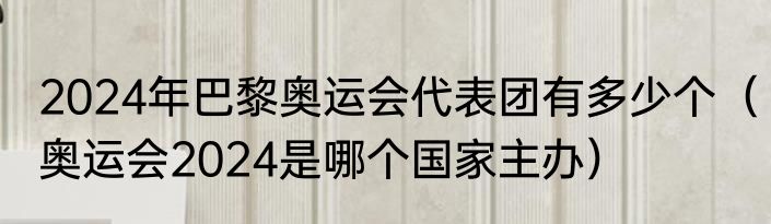 2024年巴黎奥运会代表团有多少个(奥运会2024是哪个国家主办)