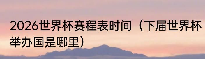 2026世界杯赛程表时间（下届世界杯举办国是哪里）