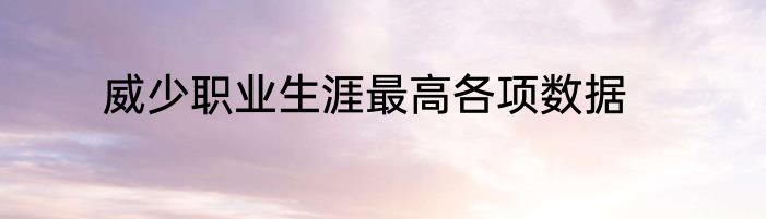 威少职业生涯最高各项数据