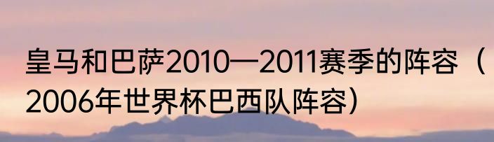 皇马和巴萨2010—2011赛季的阵容（2006年世界杯巴西队阵容）