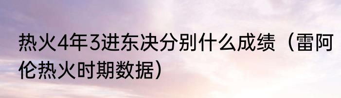 热火4年3进东决分别什么成绩（雷阿伦热火时期数据）