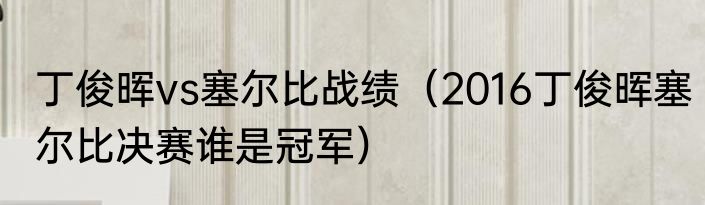 丁俊晖vs塞尔比战绩（2016丁俊晖塞尔比决赛谁是冠军）