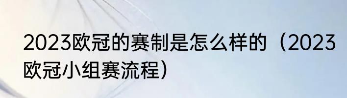2023欧冠的赛制是怎么样的（2023欧冠小组赛流程）