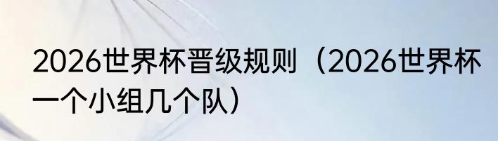 2026世界杯晋级规则（2026世界杯一个小组几个队）