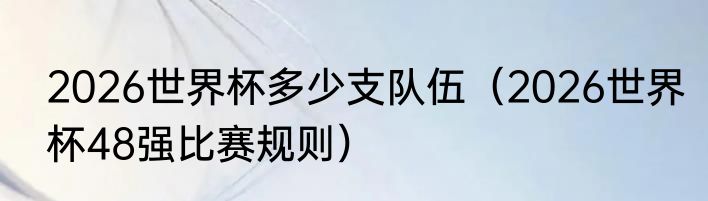 2026世界杯多少支队伍（2026世界杯48强比赛规则）