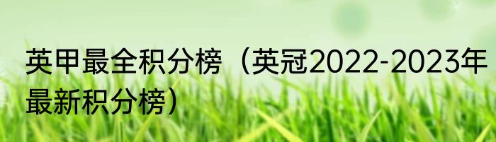 英甲最全积分榜（英冠2022-2023年最新积分榜）