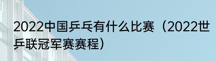 2022中国乒乓有什么比赛（2022世乒联冠军赛赛程）
