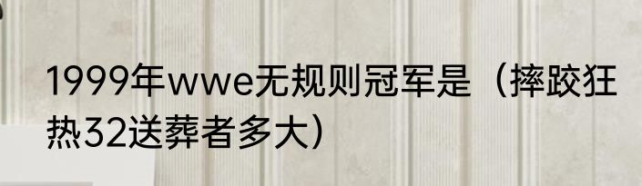 1999年wwe无规则冠军是（摔跤狂热32送葬者多大）