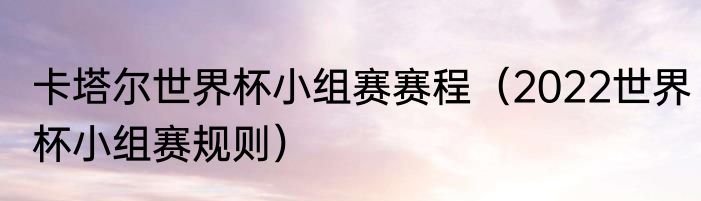 卡塔尔世界杯小组赛赛程（2022世界杯小组赛规则）