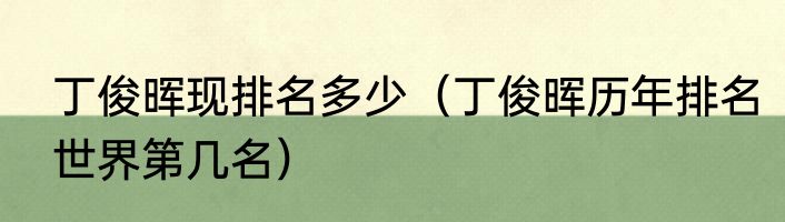丁俊晖现排名多少（丁俊晖历年排名世界第几名）
