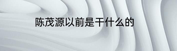 陈茂源以前是干什么的