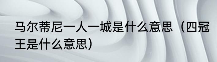 马尔蒂尼一人一城是什么意思（四冠王是什么意思）