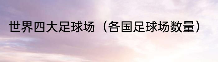 世界四大足球场（各国足球场数量）