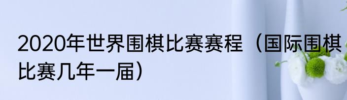 2020年世界围棋比赛赛程（国际围棋比赛几年一届）