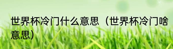 世界杯冷门什么意思（世界杯冷门啥意思）