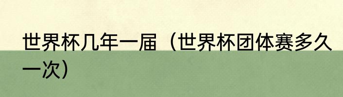 世界杯几年一届（世界杯团体赛多久一次）