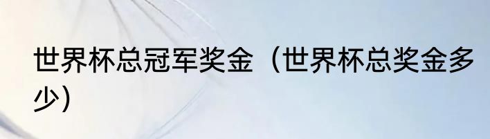 世界杯总冠军奖金（世界杯总奖金多少）