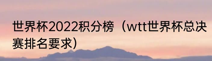 世界杯2022积分榜（wtt世界杯总决赛排名要求）