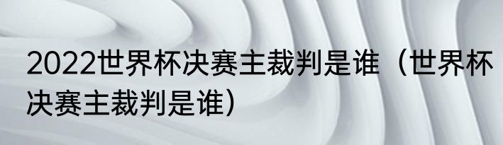 2022世界杯决赛主裁判是谁（世界杯决赛主裁判是谁）