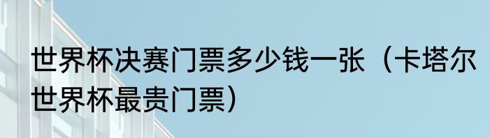世界杯决赛门票多少钱一张（卡塔尔世界杯最贵门票）