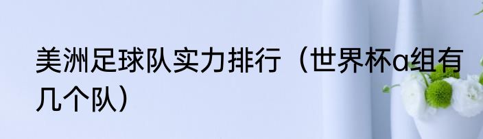 美洲足球队实力排行（世界杯a组有几个队）