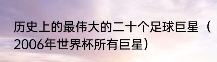 历史上的最伟大的二十个足球巨星（2006年世界杯所有巨星）