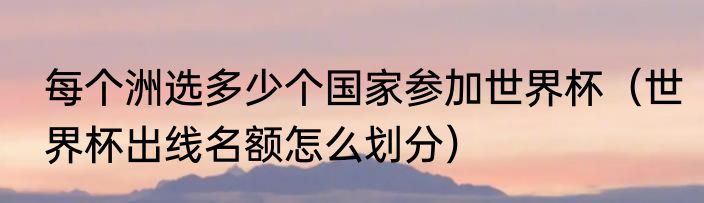 每个洲选多少个国家参加世界杯（世界杯出线名额怎么划分）