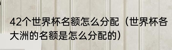 42个世界杯名额怎么分配（世界杯各大洲的名额是怎么分配的）