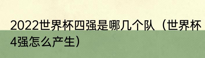 2022世界杯四强是哪几个队（世界杯4强怎么产生）