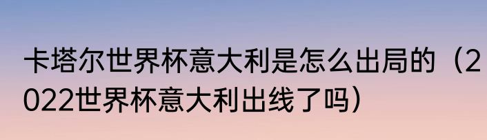 卡塔尔世界杯意大利是怎么出局的（2022世界杯意大利出线了吗）