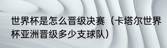 世界杯是怎么晋级决赛（卡塔尔世界杯亚洲晋级多少支球队）