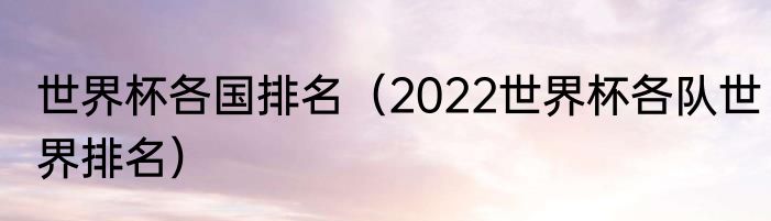 世界杯各国排名（2022世界杯各队世界排名）