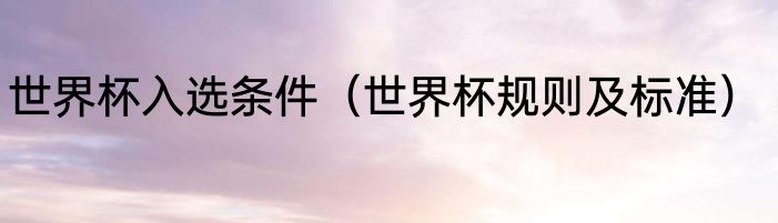 世界杯入选条件（世界杯规则及标准）