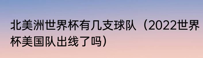 北美洲世界杯有几支球队（2022世界杯美国队出线了吗）