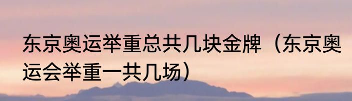 东京奥运举重总共几块金牌（东京奥运会举重一共几场）