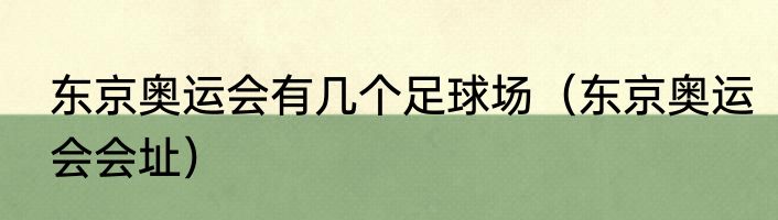东京奥运会有几个足球场（东京奥运会会址）