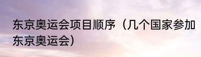 东京奥运会项目顺序（几个国家参加东京奥运会）