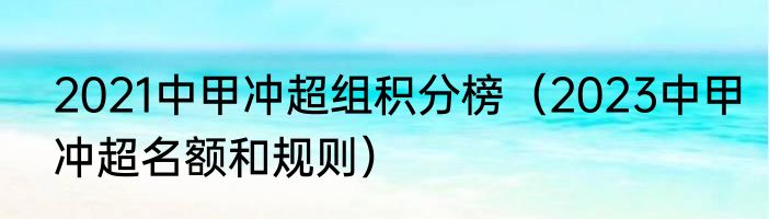 2021中甲冲超组积分榜（2023中甲冲超名额和规则）