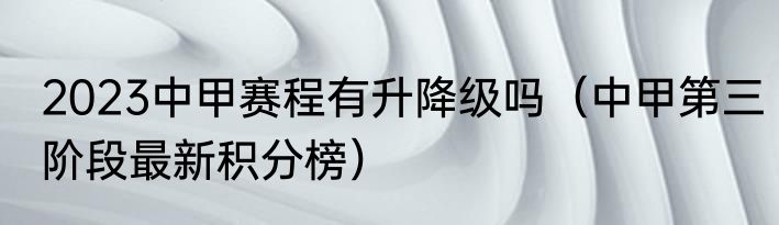 2023中甲赛程有升降级吗（中甲第三阶段最新积分榜）