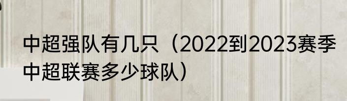 中超强队有几只（2022到2023赛季中超联赛多少球队）
