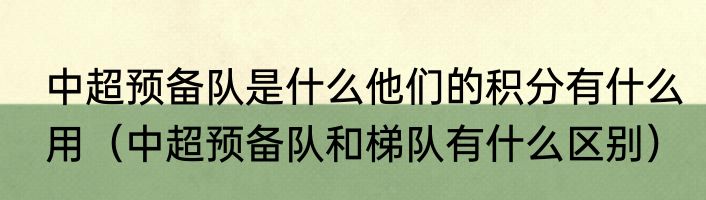 中超预备队是什么他们的积分有什么用（中超预备队和梯队有什么区别）