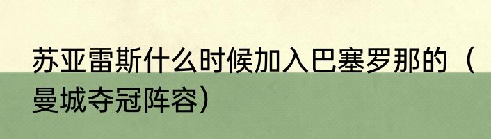 苏亚雷斯什么时候加入巴塞罗那的（曼城夺冠阵容）