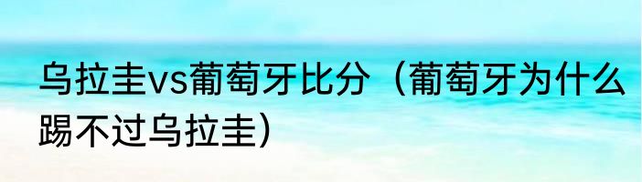 乌拉圭vs葡萄牙比分（葡萄牙为什么踢不过乌拉圭）