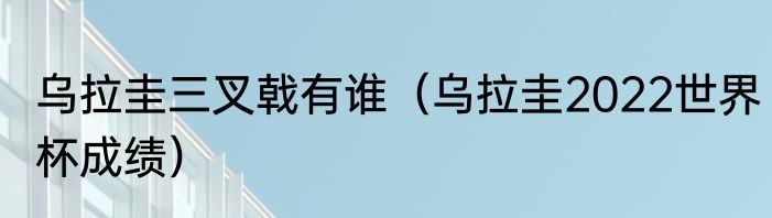 乌拉圭三叉戟有谁（乌拉圭2022世界杯成绩）